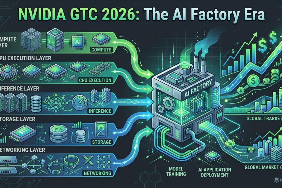 Five-layer AI infrastructure boom showing energy, chips, data centers, models and applications.