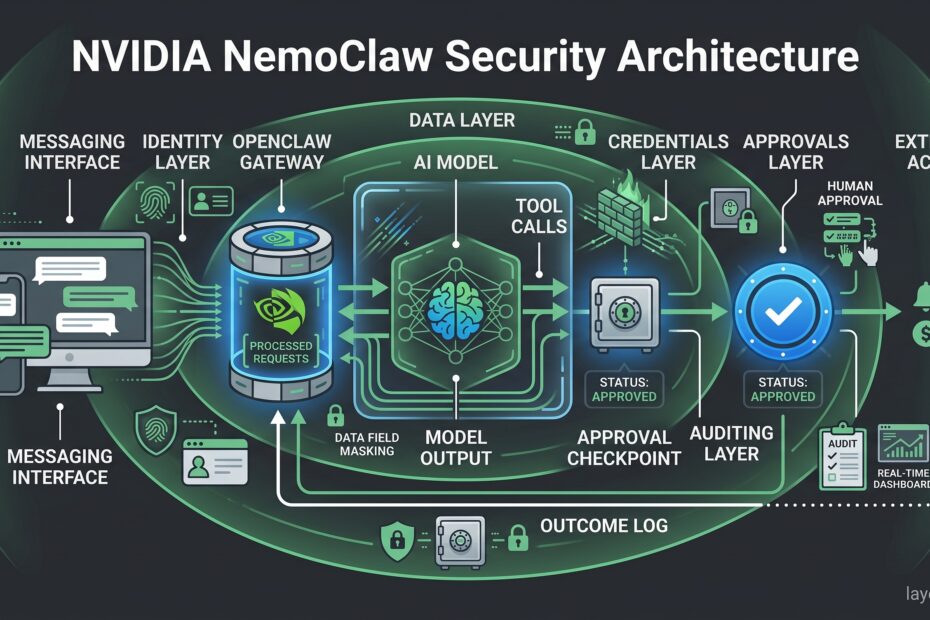 NVIDIA NemoClaw security layers protecting an autonomous AI agent